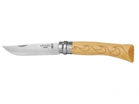 Нож Opinel серии Tradition Nature №07 (клинок 8 см., нерж. сталь, рисунок - волны, рукоять - самшит)
