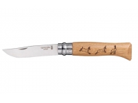 Нож Opinel серии Tradition Animalia №08 (клинок 8,5 см., нерж. сталь, рисунок - серна, рукоять - дуб)
