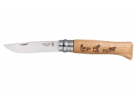 Нож Opinel серии Tradition Animalia №08 (клинок 8,5 см., нерж. сталь, рисунок - форель, рукоять - дуб)