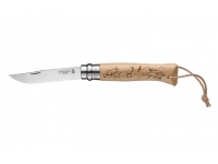 Нож Opinel серии Tradition Animalia №08 (клинок 8,5 см., нерж. сталь, рисунок - гора, рукоять - бук, темляк)