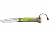 Нож Opinel серии Specialists Outdoor №08 (клинок 8,5 см., нерж.сталь, пластик, свисток+темляк, зеленый/серый)
