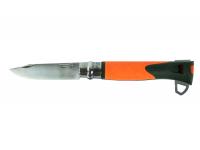 Нож Opinel серии Specialists EXPLORE №12 (клинок 10 см, нержавеющая сталь, пластик, свисток, огниво, стропорез, оранжевый-серый)