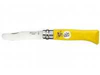 Нож Opinel серии MyFirstOpinel TourDeFrance №07 (клинок 8 см., нерж.сталь, граб, желтый, рис.велосипедист, картон.коробка)