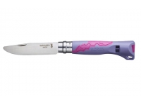 Нож Opinel серии Specialists Outdoor Junior №07 (клинок 7 см., нерж.сталь, рукоять пластик/резина, свисток, фиолет/фуксия)