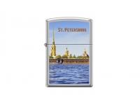 Зажигалка Zippo 205PP Satin Chrome (Петропавловская крепость)