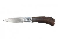 Нож откидной Снайпер, дамасская сталь, кожаный чехол (Ворсма)