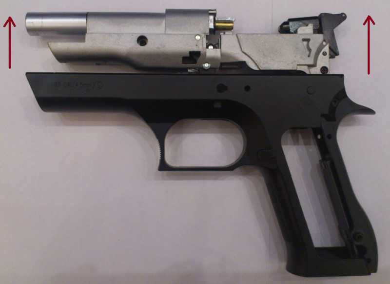 7)Разборка пистолета Gletcher JRH 941