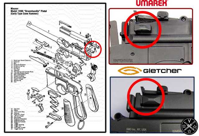 Стопор затвора в Gletcher M712