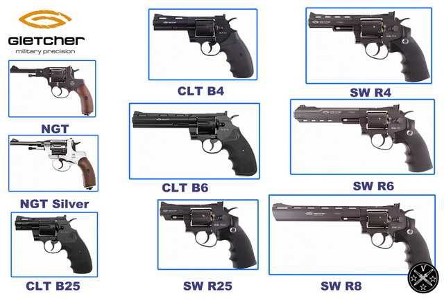 Пневматические airgun револьверы Gletcher