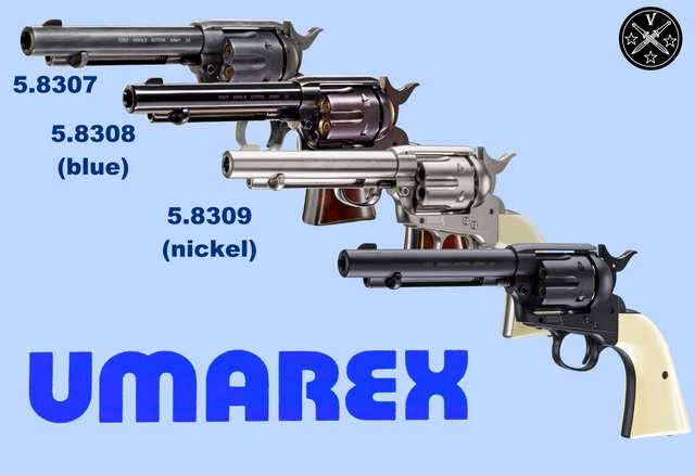 Варианты иснолнения нового пневматического пистолета Umarex Colt Single Action Army  (Peacemaker)