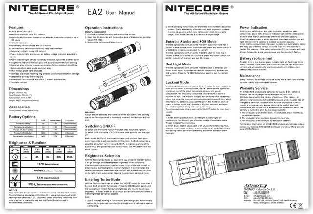 5)Обзор карманного фонаря NITECORE EA2