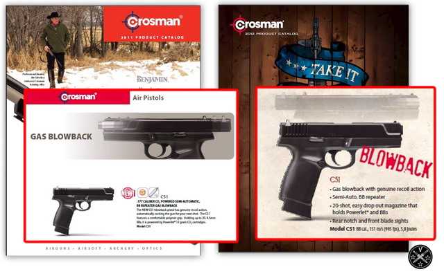 Модель пистолета C51 в каталогах компании Crosman