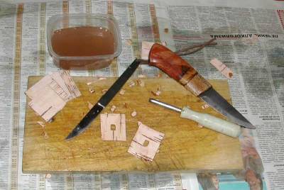 9)Как сделать рукоять ножа из бересты